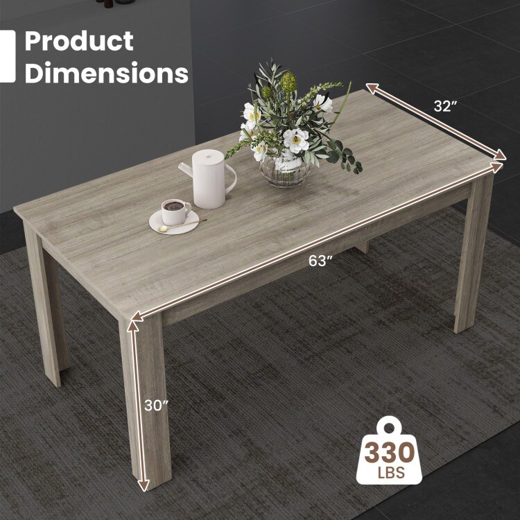 Light Grey Engineered Wood Dining Table 63 inches with Sturdy Design
