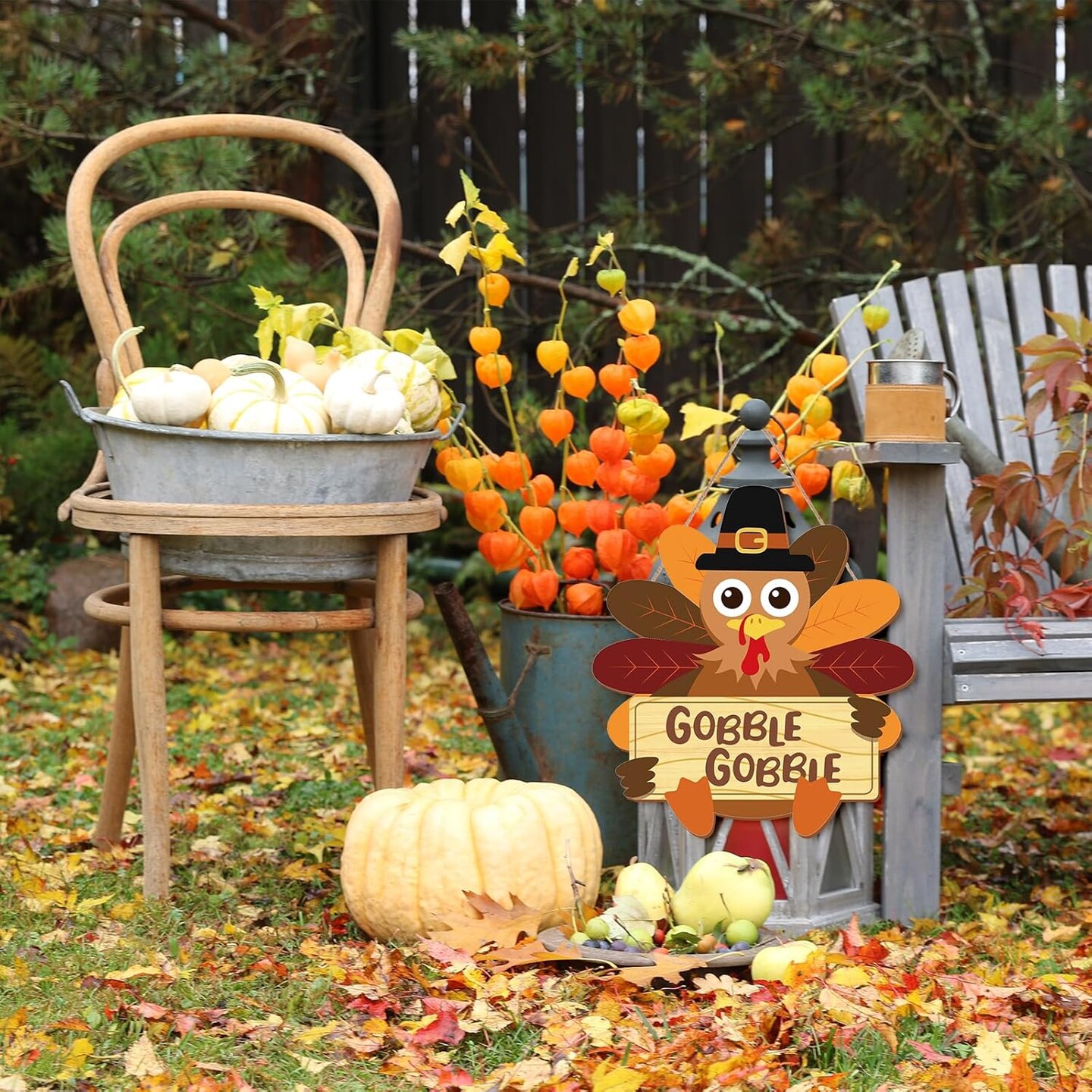 Fall Thanksgiving Turkey Wooden Sign(multicolor)