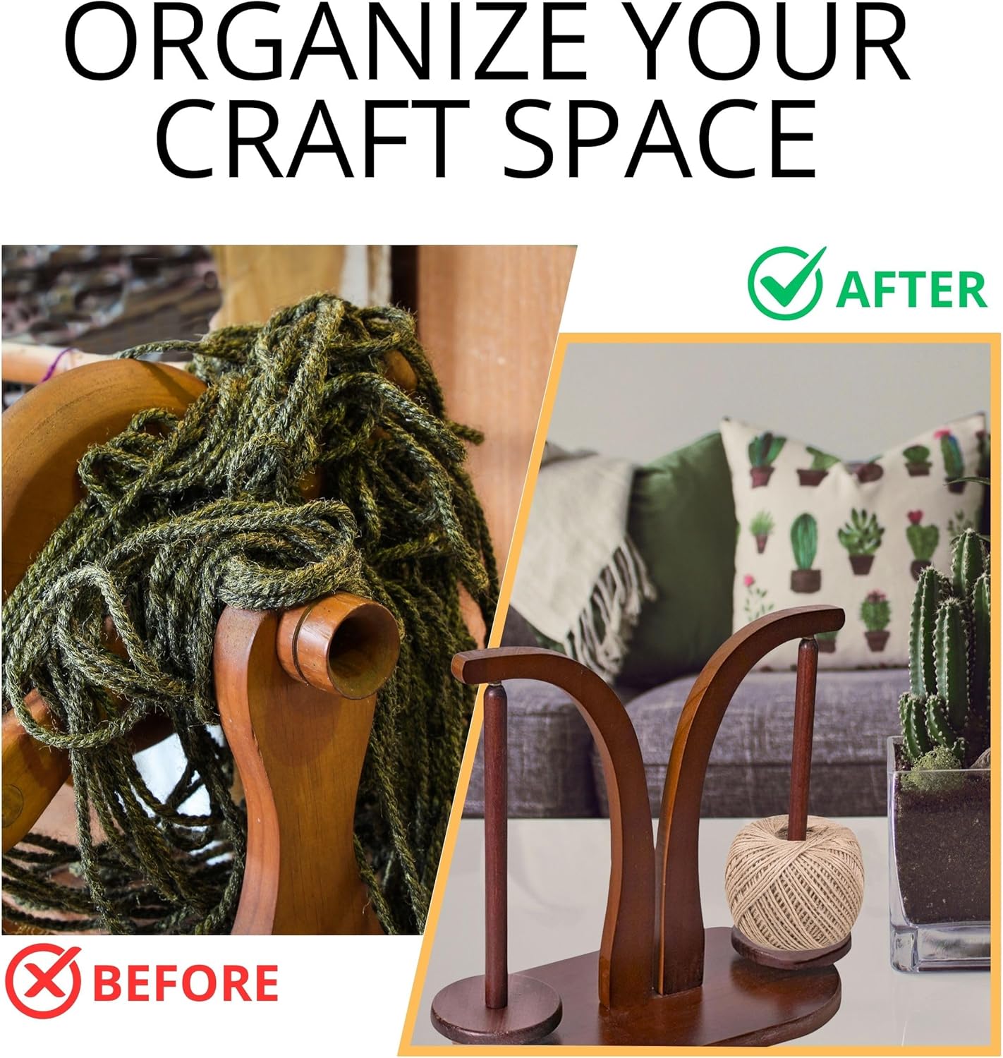 Brown Yarn Holder for Crocheting Big Sully Spinner with 1 Spindle Ball