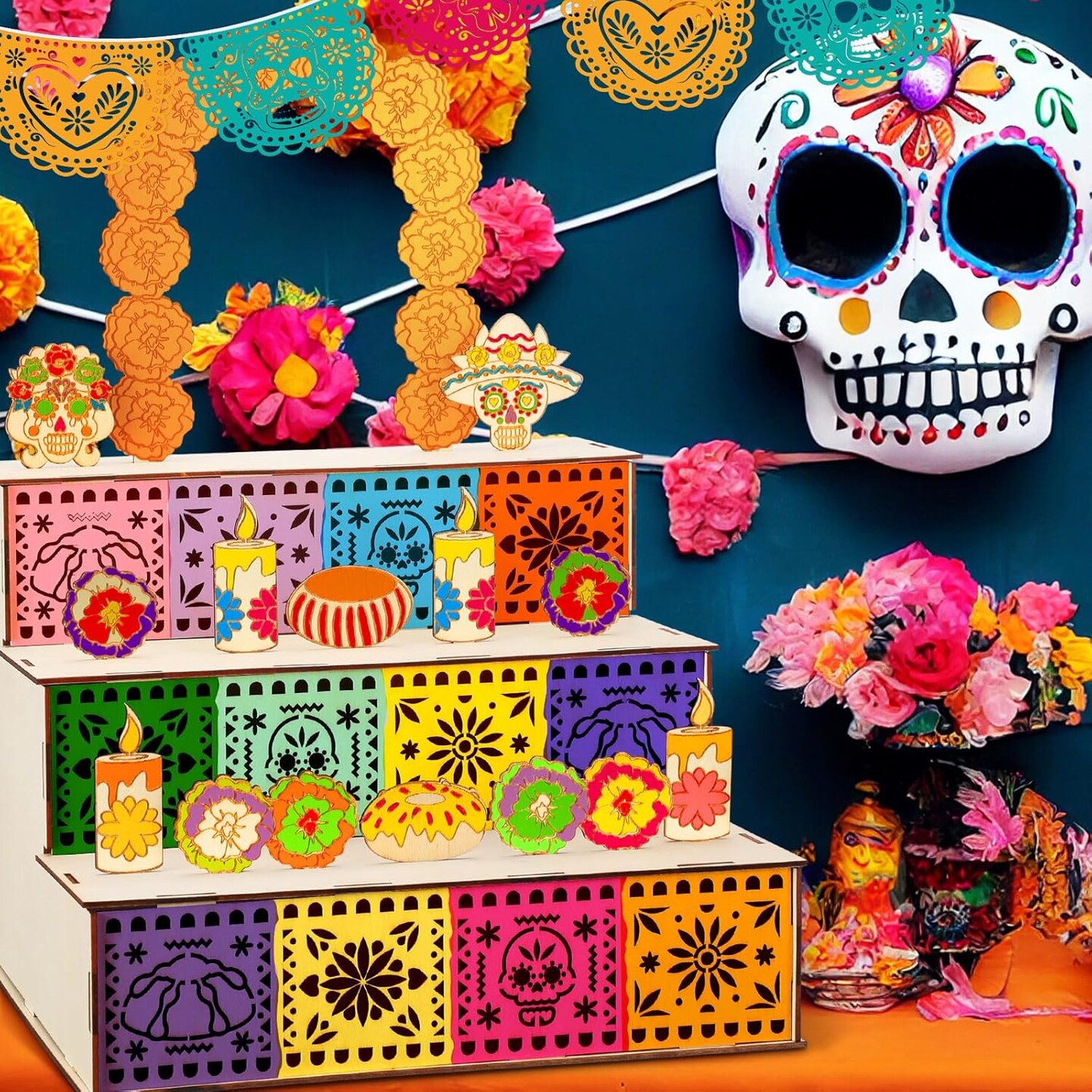 Wooden Day of The Dead Shadow Box Remembrance Picture( Natural)