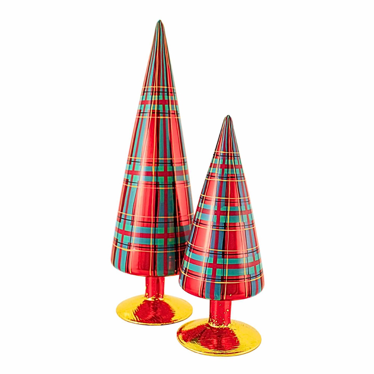 Cody Foster 12.5 Inch Patterned Tree Red Plaid Set Christmas Decorative Tree Set , Christmas Decor Mid-Century Modern