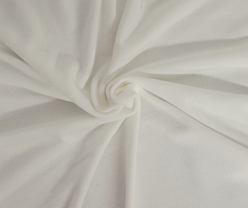 1 Yard White Cotton Blend Loop Terry Knit Fabric Soft Absorbent Material For Towels And Apparel