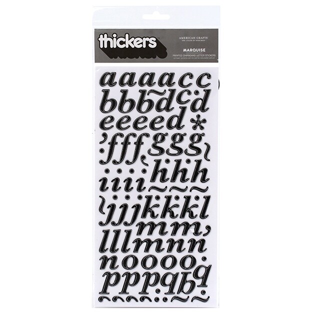 Thickers Printed Chipboard Stickers 6"X11" Sheets 2/Pkg-Marquise - Black