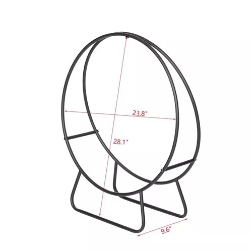 2ft Firewood Rack Indoor Outdoor Steel Log Holder Stylish Black Powder-Coated Wood Storage