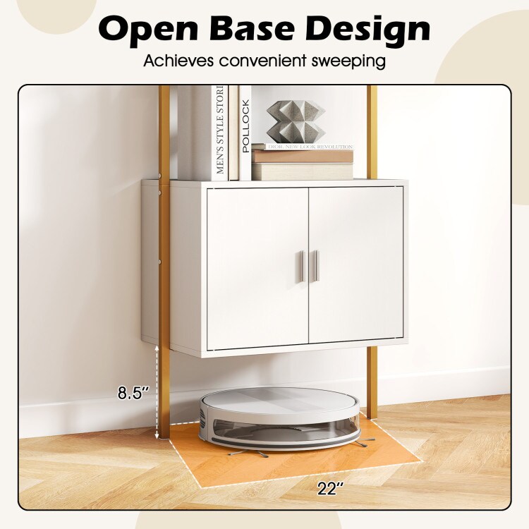 5-Tier Bookshelf with Cabinet and Sturdy Metal Construction