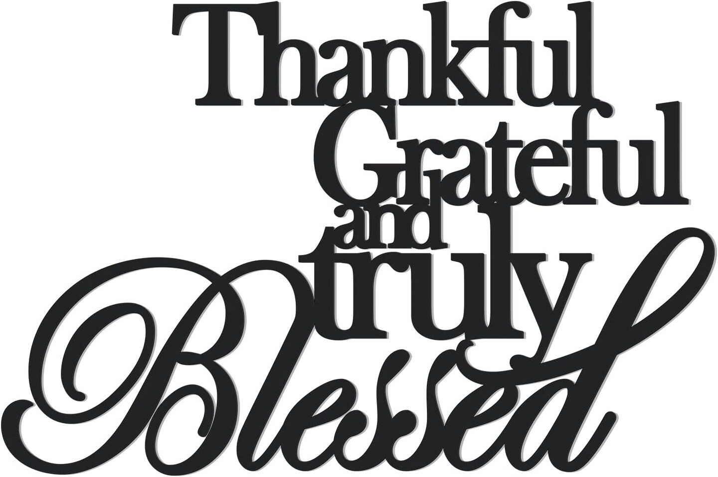 Classic Thankful Grateful Blessed Wall Decor(black)
