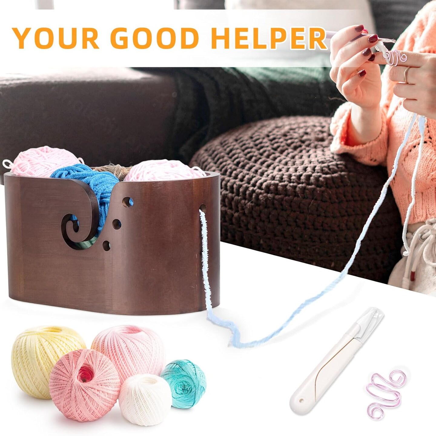 Large Wooden Yarn Bowl(S1)