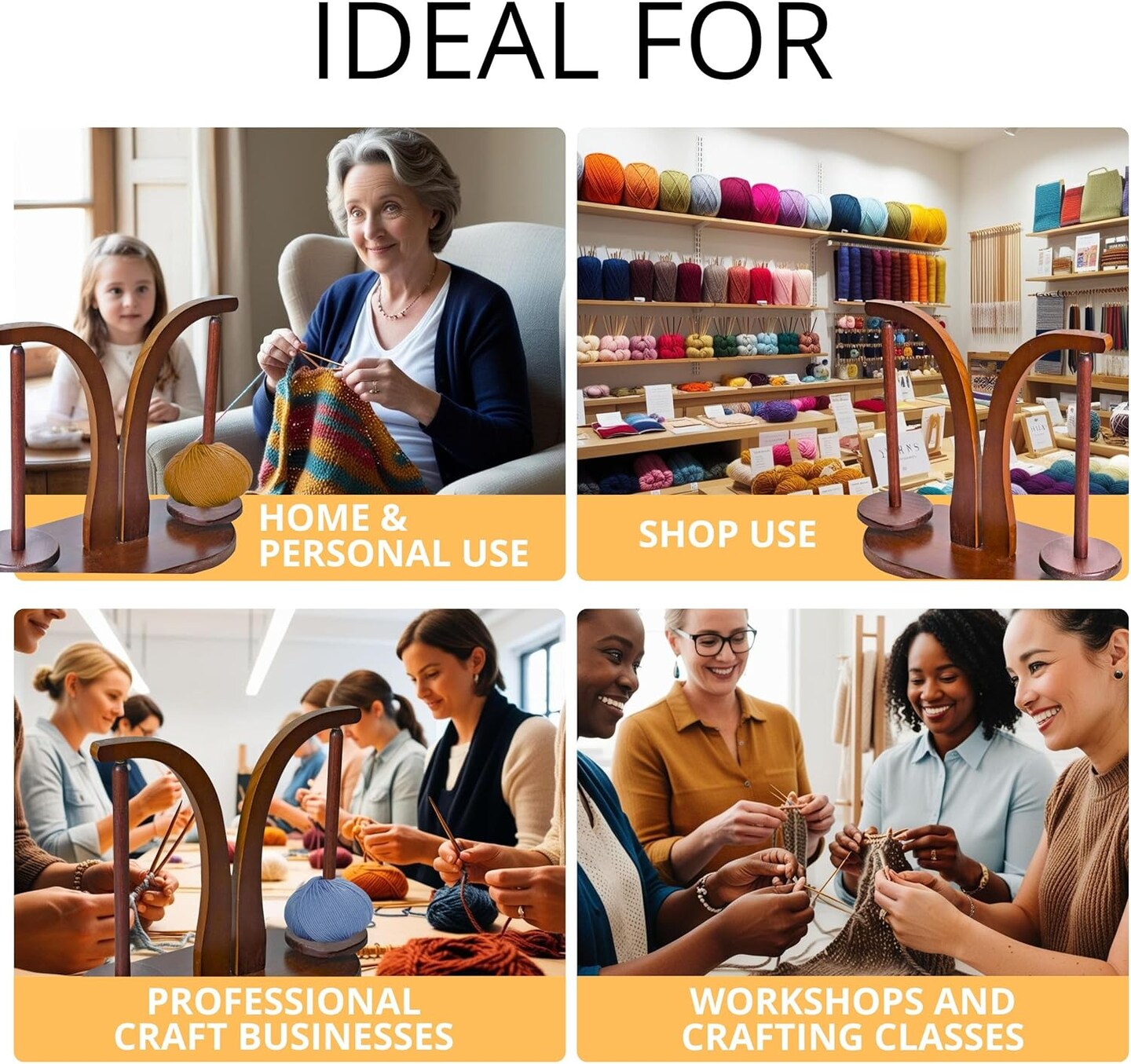 Brown Yarn Holder for Crocheting Big Sully Spinner with 1 Spindle Ball