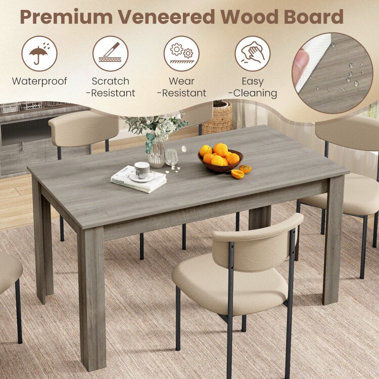 Light Grey Engineered Wood Dining Table 63 inches with Sturdy Design