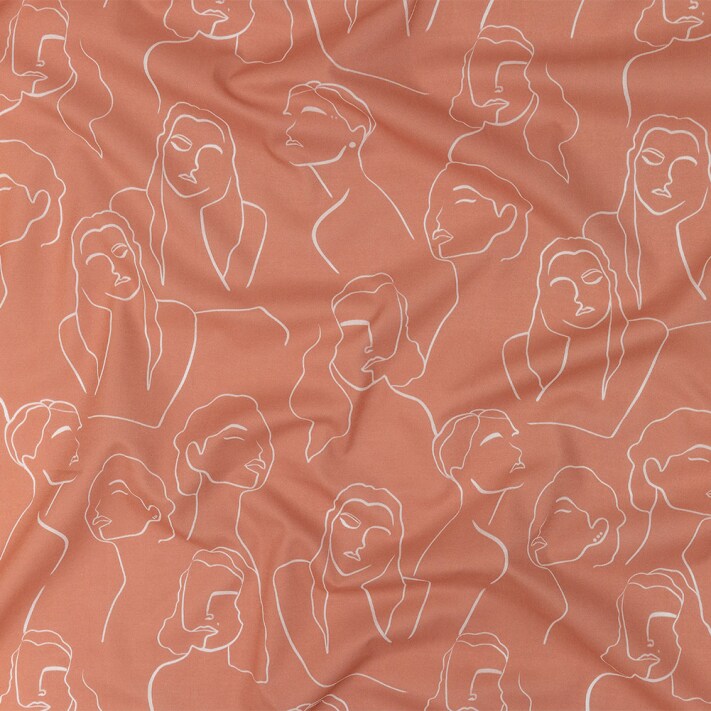 1 Yard Cotton Voile - Pink Face Outlines - Sweltering Society Print Fabric