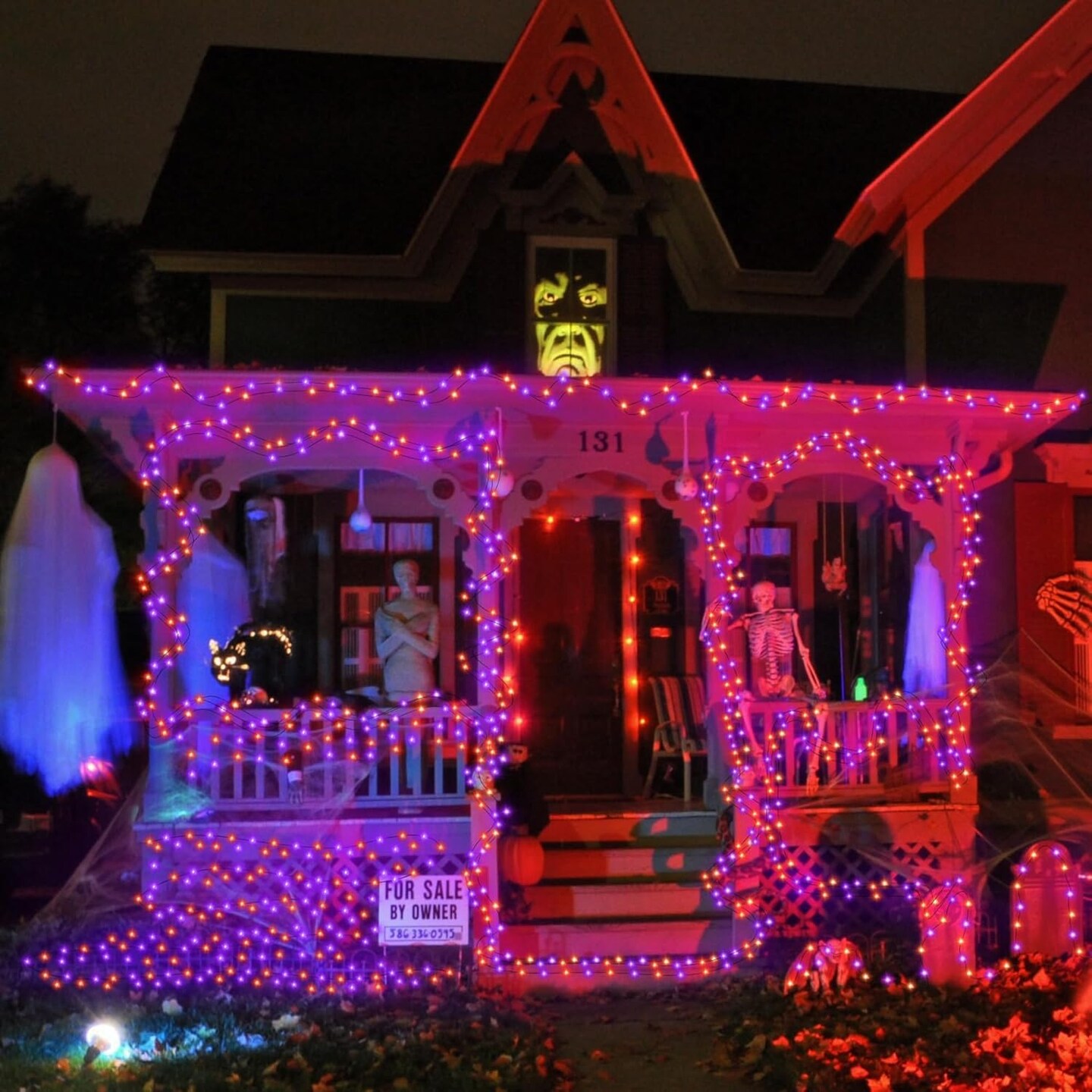 6 Pack 59ft Orange &#x26; Purple Halloween Lights Decorations,80 LED Halloween String Lights (Orange Purple)