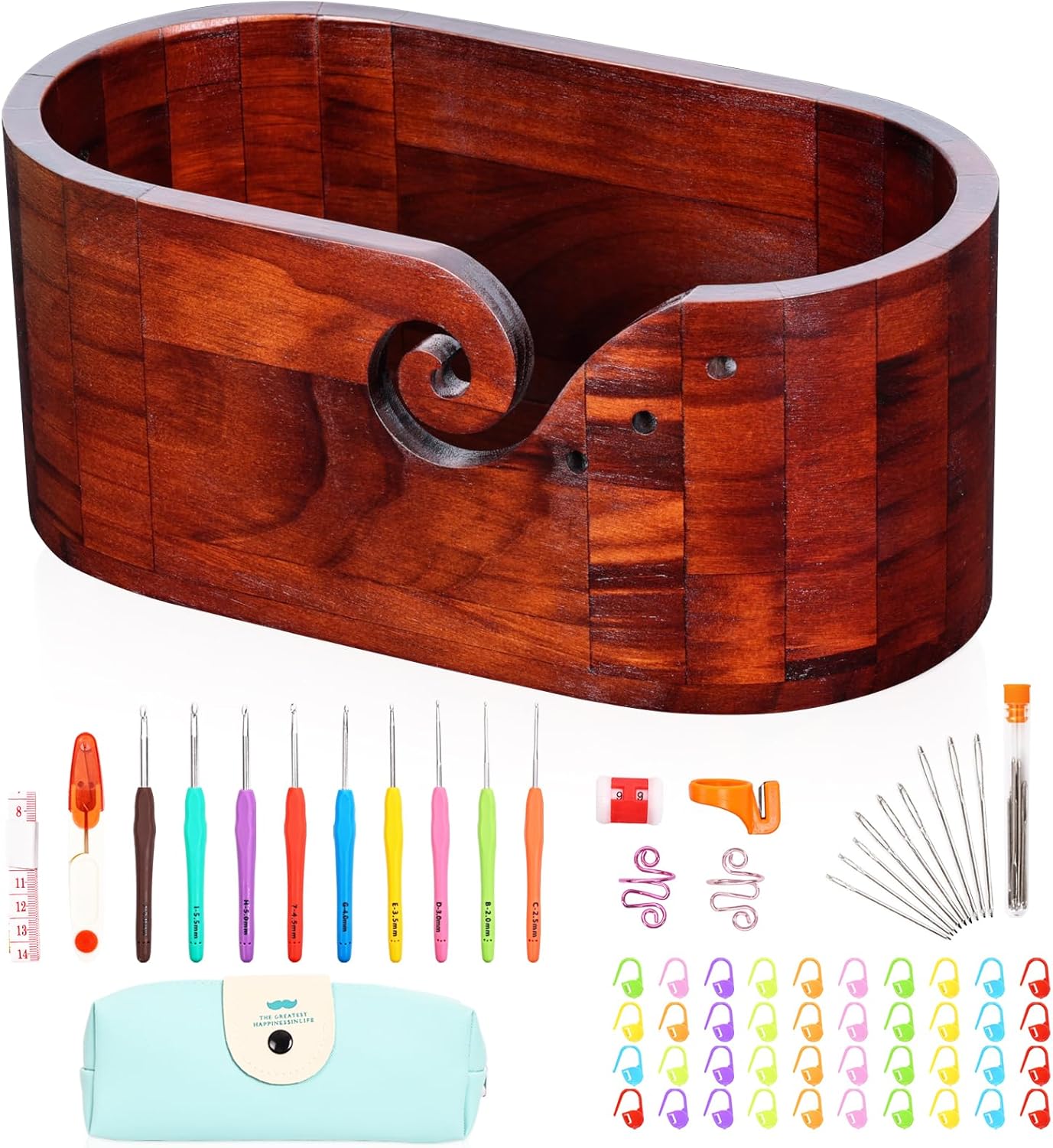 66 Pack Crochet Kit -Large Yarn Bowls for Crocheting,Crochet Storage (Include 9 Sizes Crochet Hook Set)