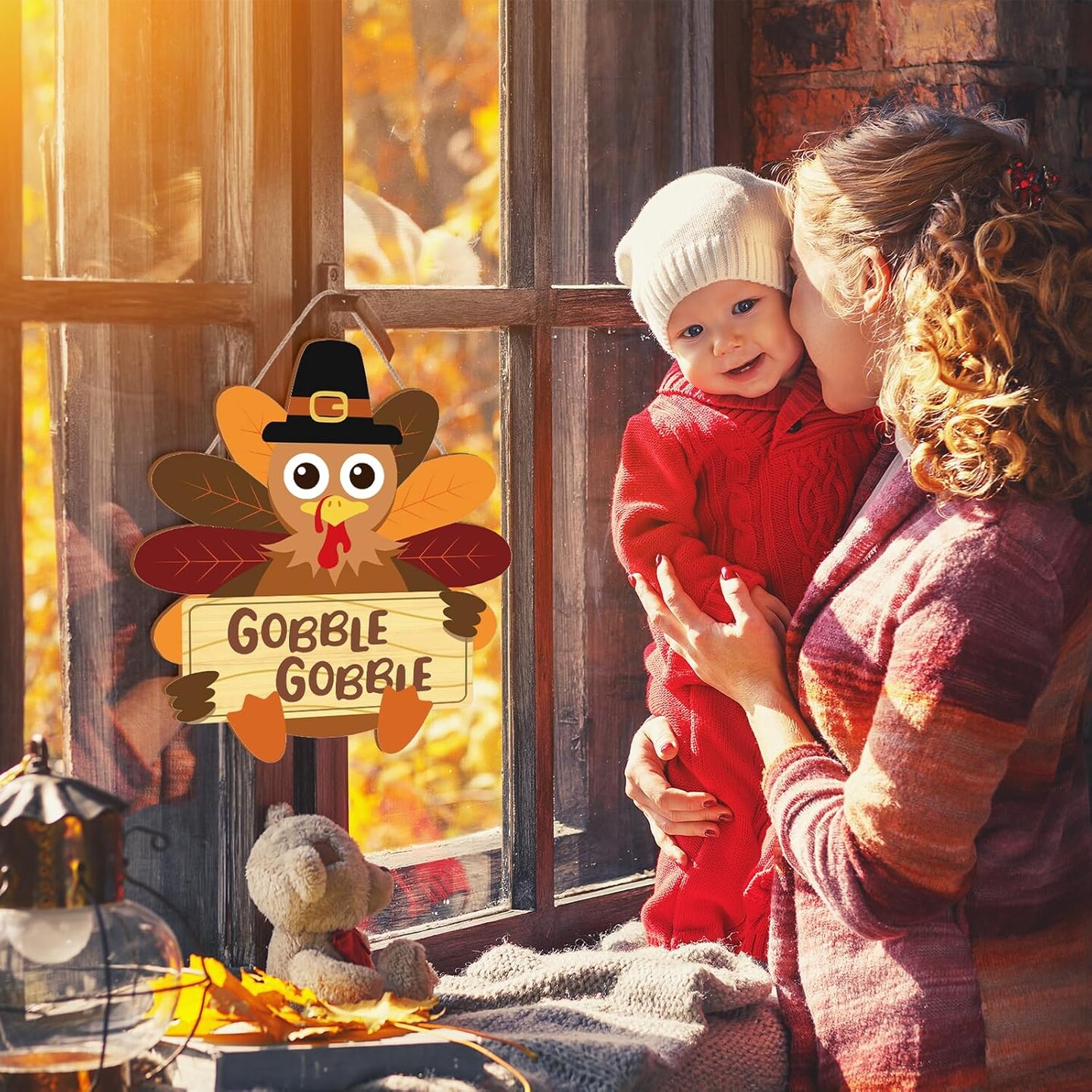 Fall Thanksgiving Turkey Wooden Sign(multicolor)