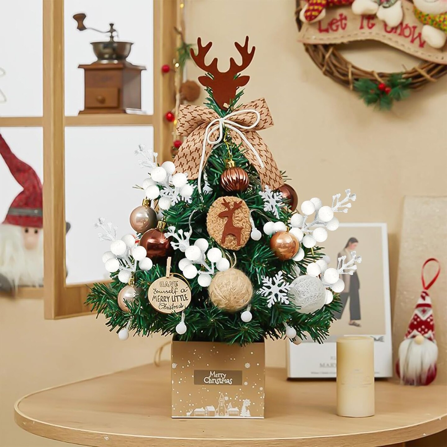 Christmas Glitter Berries Stems (&#x9;White)