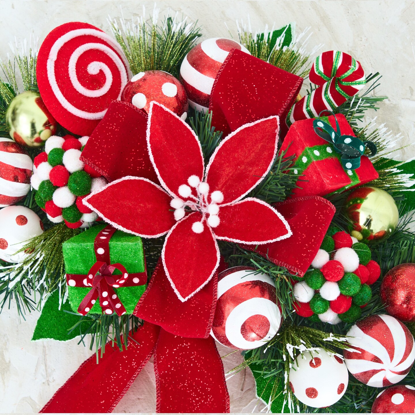 25" Christmas Peppermint Swag - Final sale / Non-returnable and Non-refundable