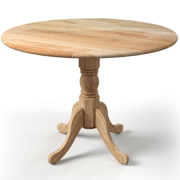 Compact 40-Inch Round Rubber Wood Table for Rustic Kitchen and Dining Room or Families