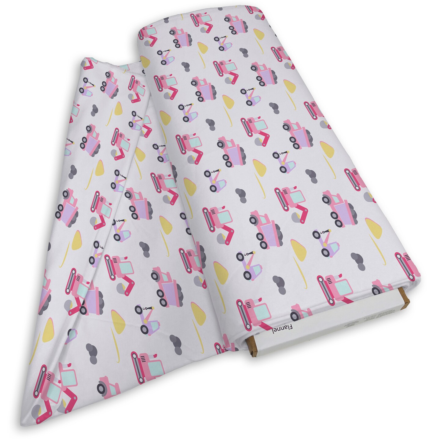 DAVID TEXTILES BABY CONSTRUCTION PINK FLANNEL 6 YD BOLT