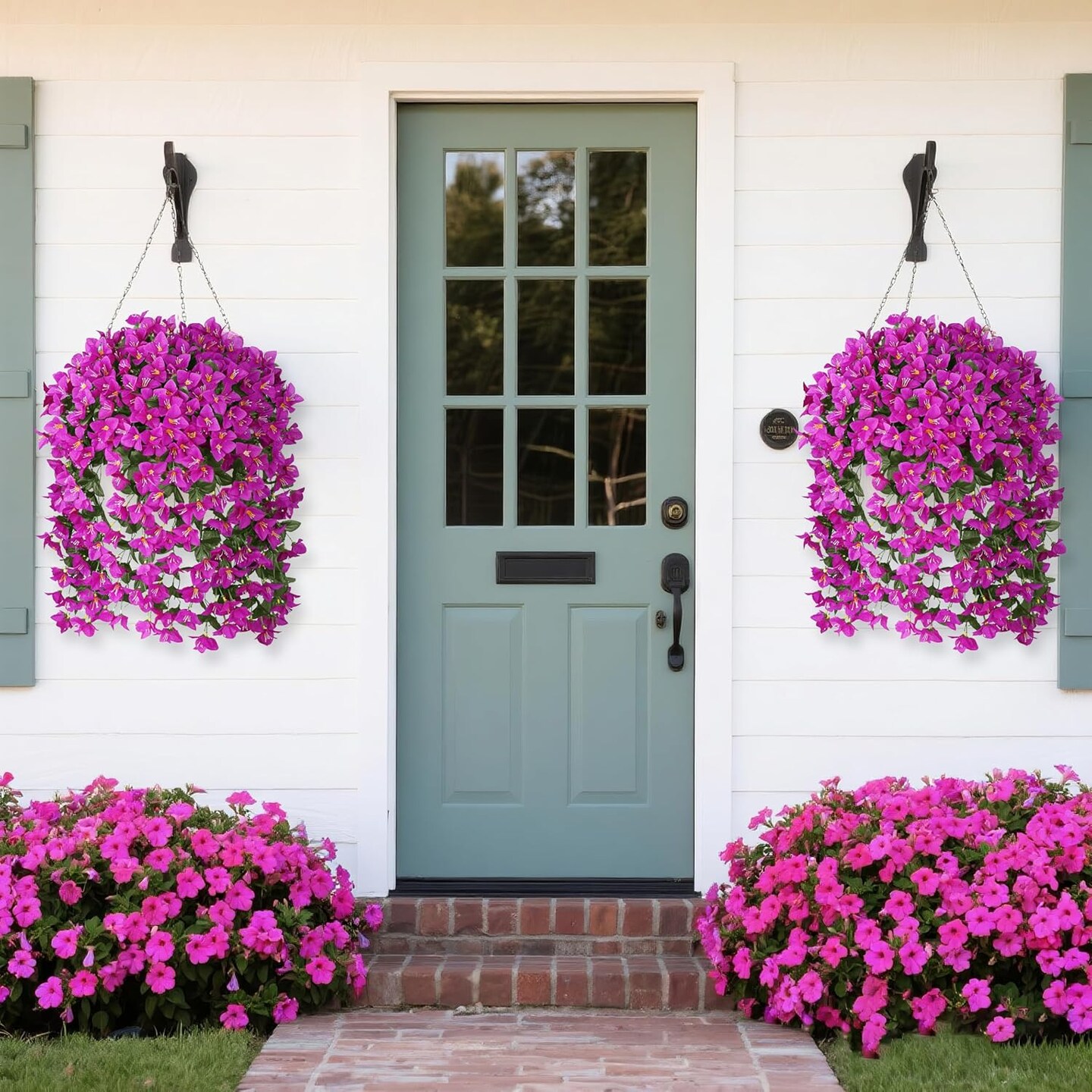 2 Pcs Artificial Bougainvillea Flowers Plants for Spring Home Decor, Fuchsia