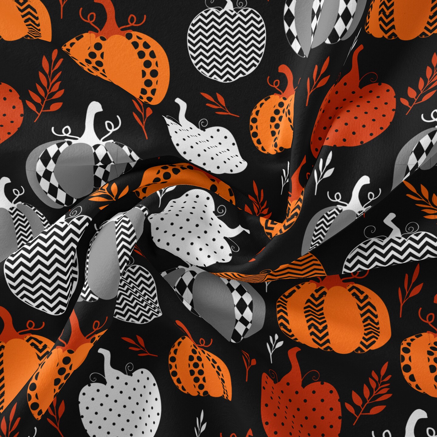 DAVID TEXTILES NIGHT OF PUMPKINS BLACK 1 YD CUT