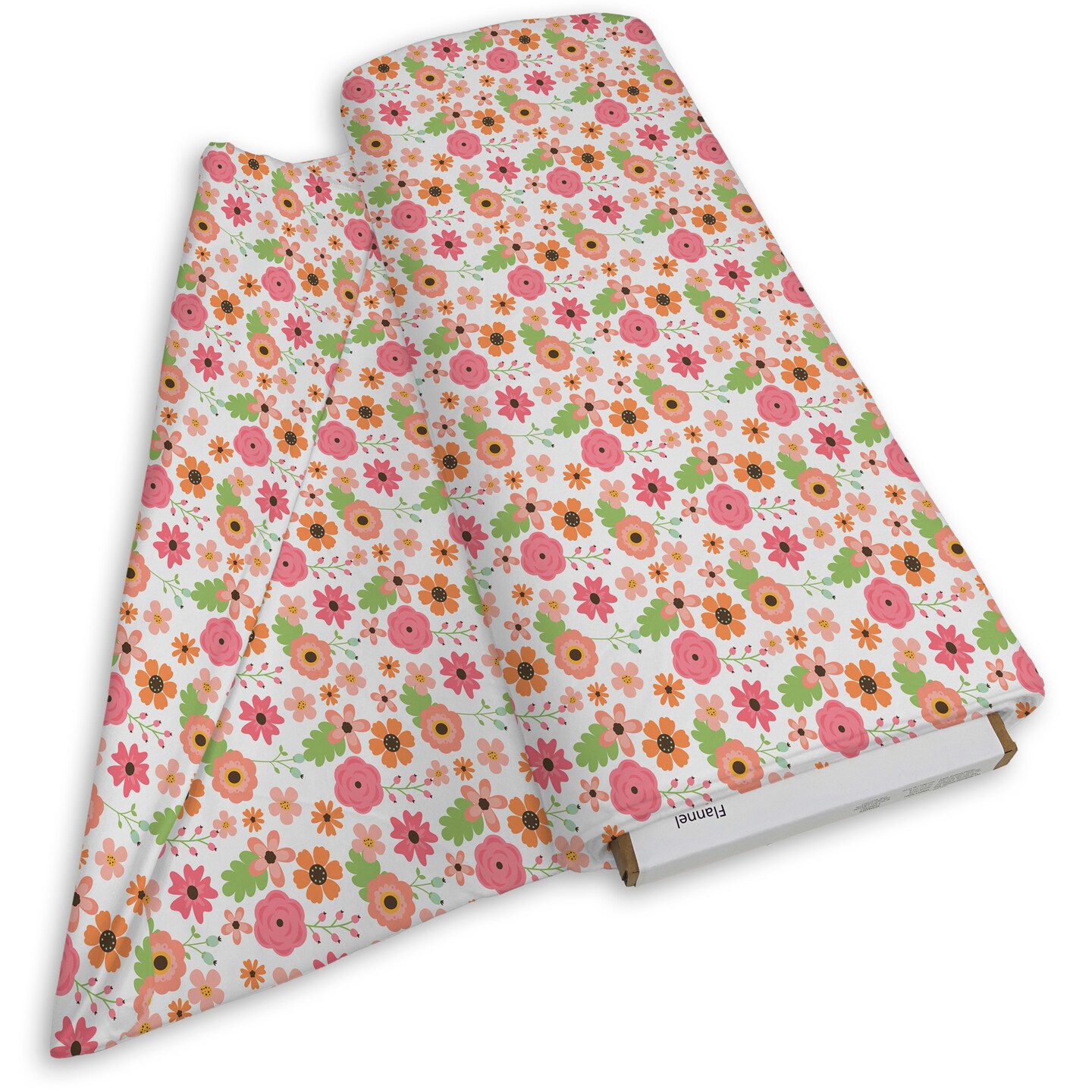DAVID TEXTILES SPRING FLOWERS WHITE FLANNEL 6 YD BOLT