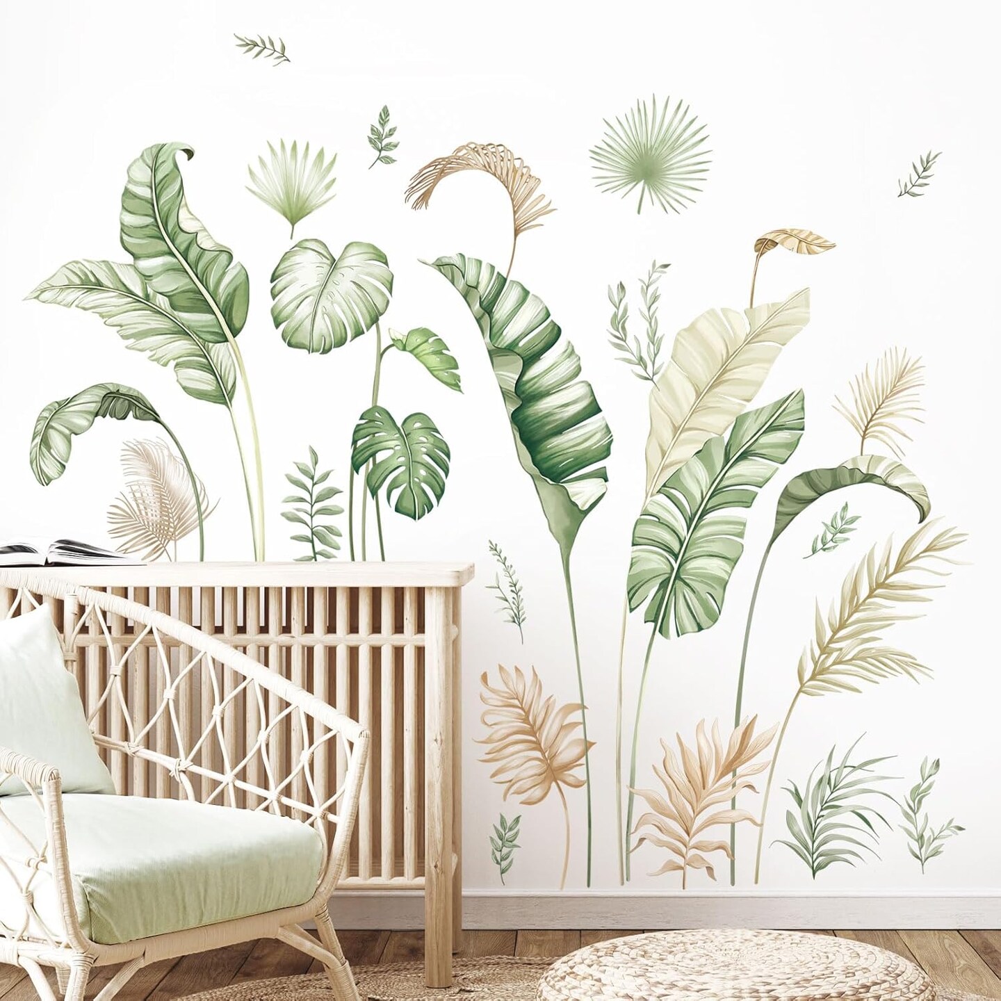 Boho Palm Leaves Wall Decals Green Tropical Plants Wall Stickers
