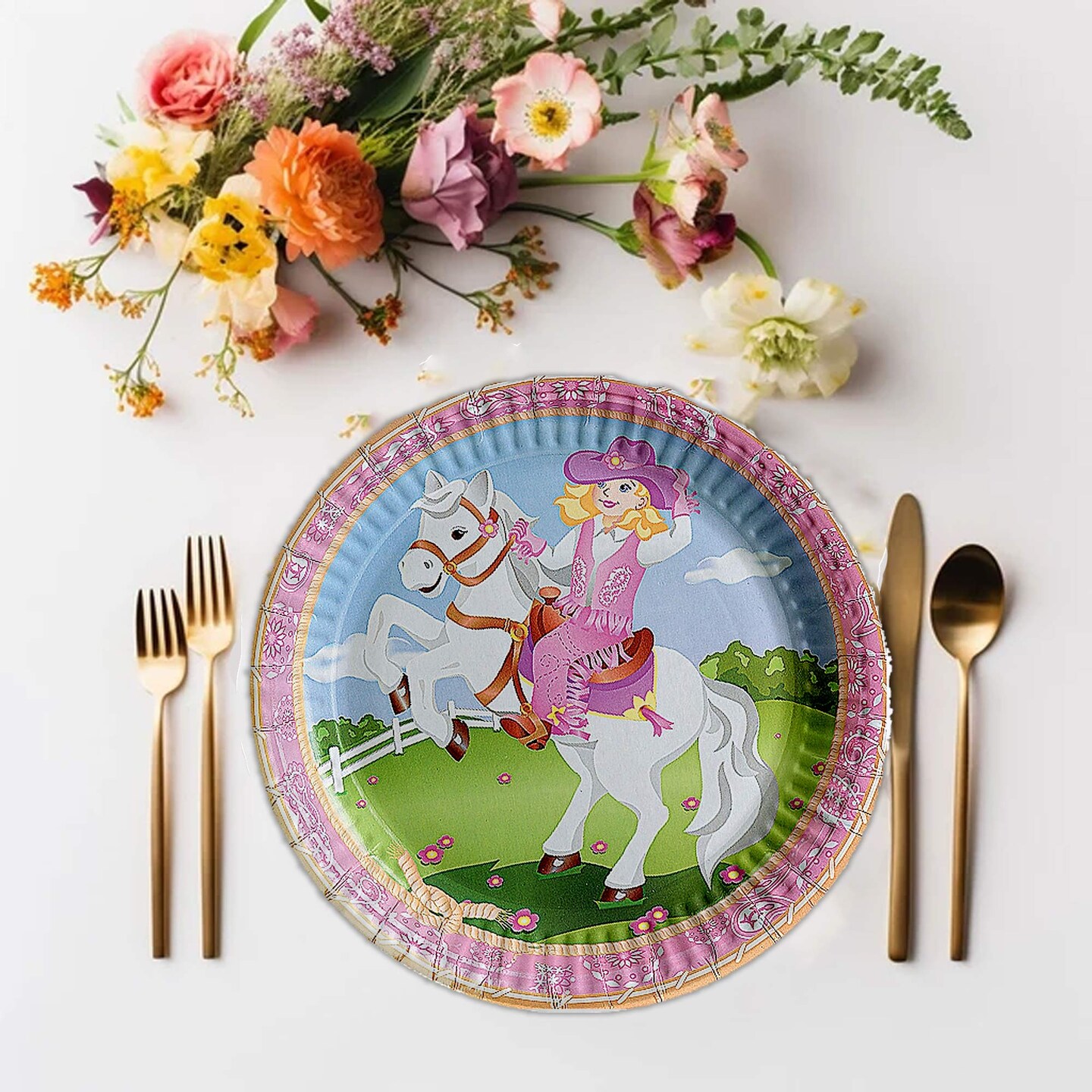 8 Ct. Pink Cowgirl Party Paper Dinner Plates Western Rodeo Theme Tableware 9 Inch