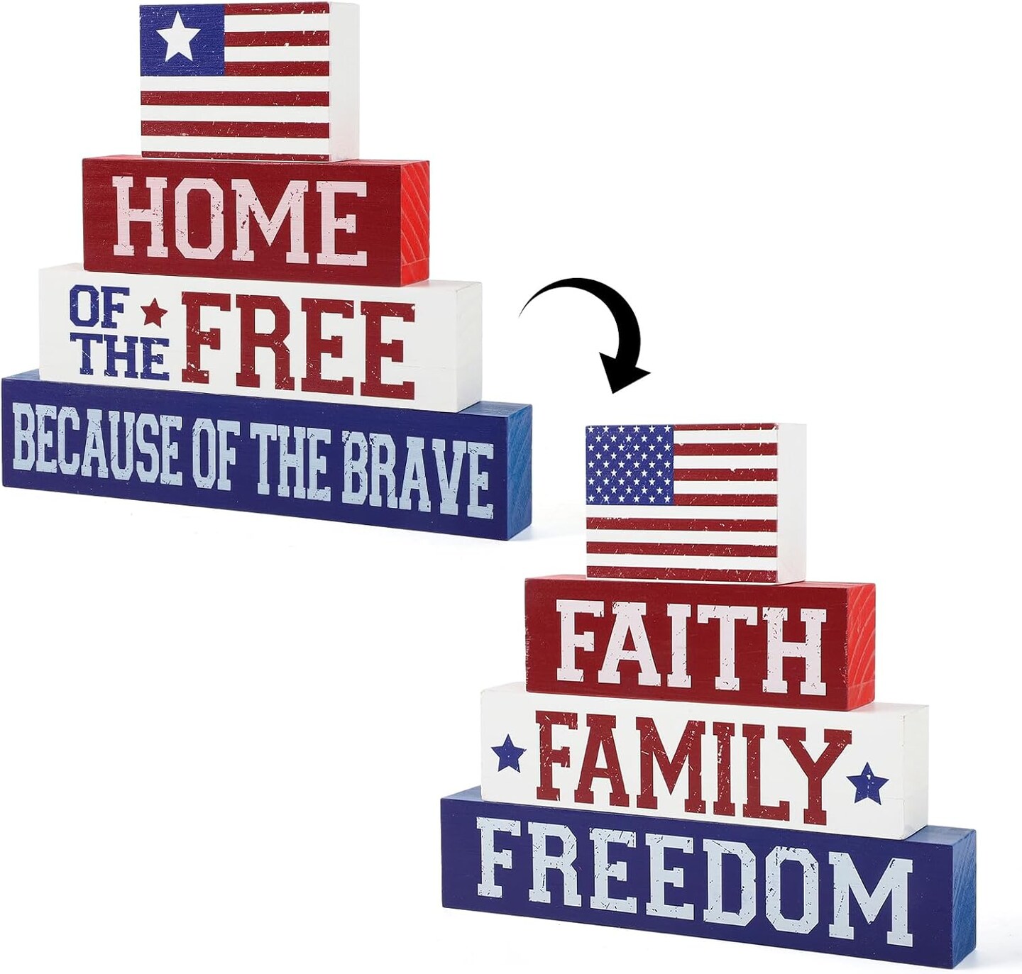 4th of July Decorations Table Sign Wood Patriotic Decorations