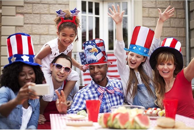 6 Pack 4th of July Hat American Flag Top Hats Patriotic Hat