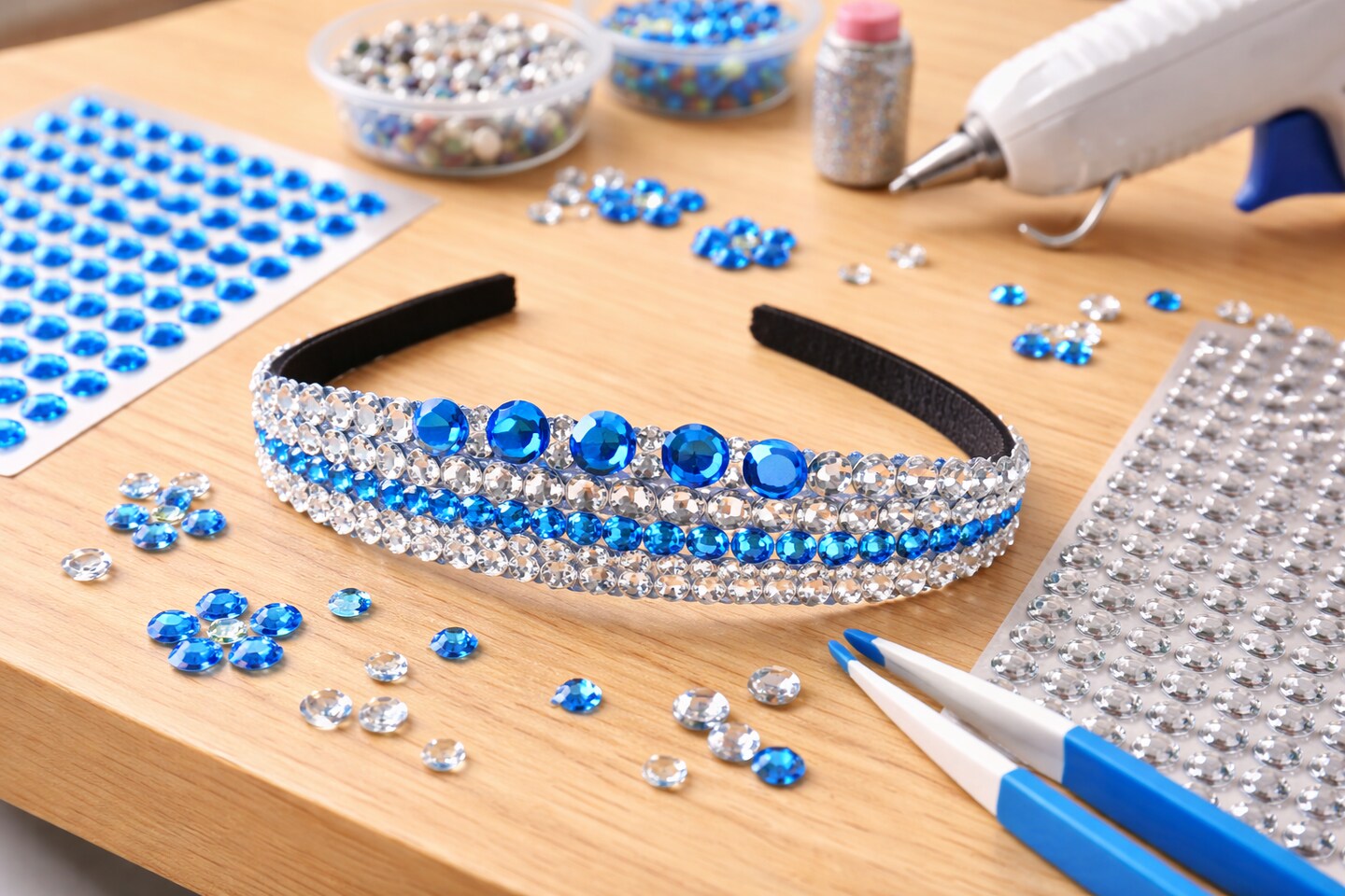 6mm Round Gemstone Stickers 190 Pcs/Pack – Self-Adhesive Rhinestone Craft Gems (Gold, Blue, Silver, Pink)