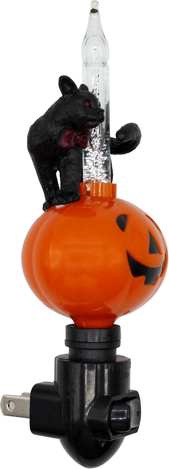 Halloween Pumpkin Jack O' Lantern & Black Cat Bubble Night Light