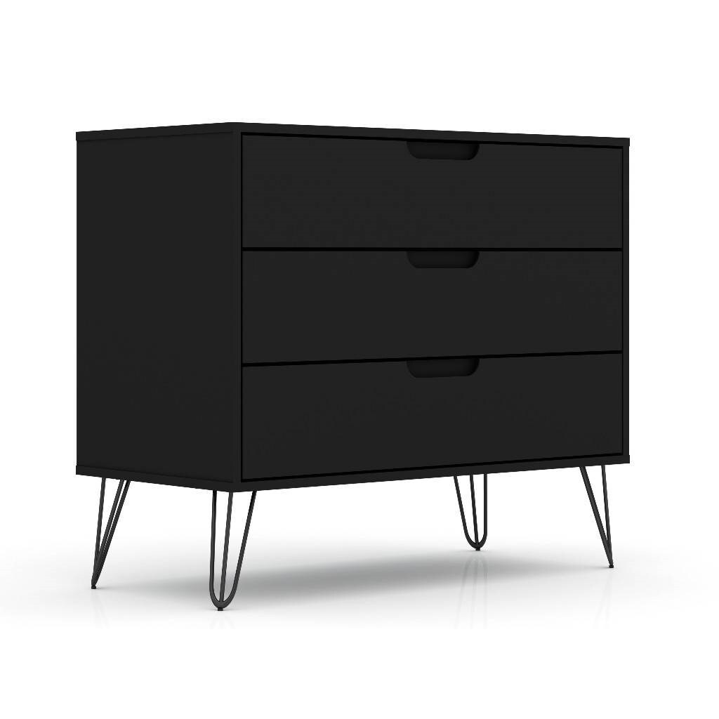 Modern Scandinavian MDF 3-Drawer Bedroom Dresser with Metal Legs Perfect for Any Room, Color: Black | Michaels Modern Scandinavian MDF 3-Drawer Bedroom Dresser with Metal Legs Perfect for Any Room, Color: Black | Michaels