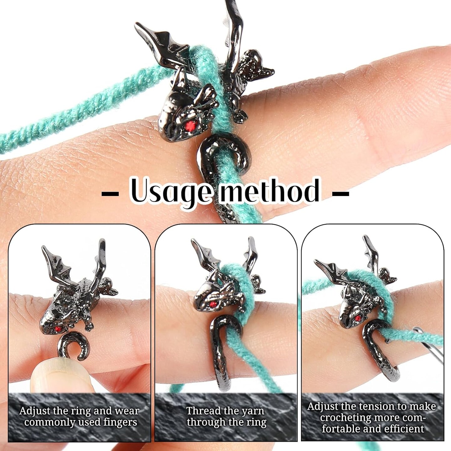 4PCS Crochet Rings, Dragon Tension Rings