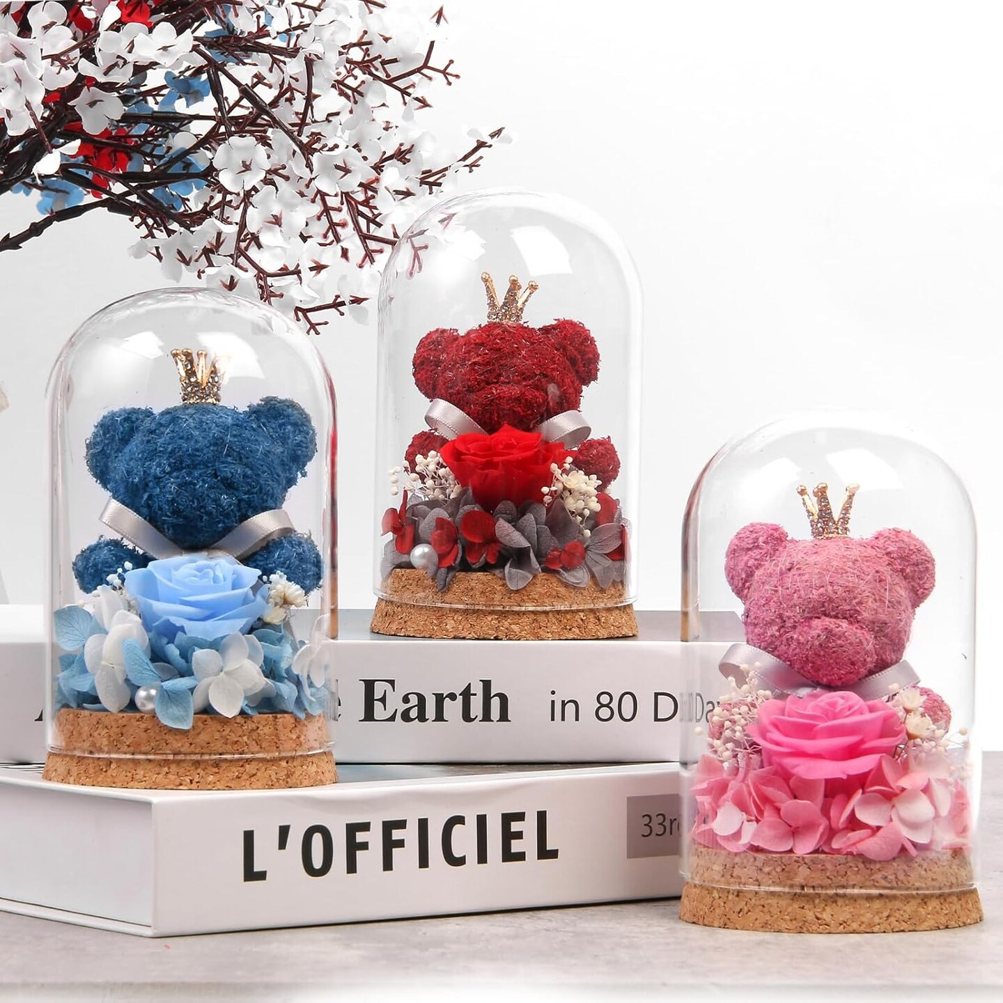 Preserved Rose Flowers Gifts for Her, Real Forever Rose (Pink) 2.95"D x 2.95"W x 5.12"H