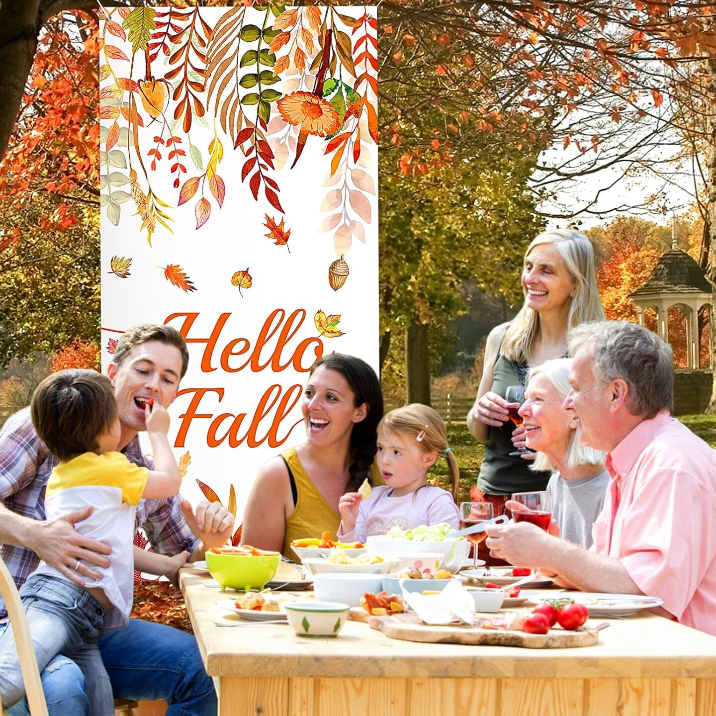 Hello Fall Door Cover Decorations Hello Autumn Door Banner Background