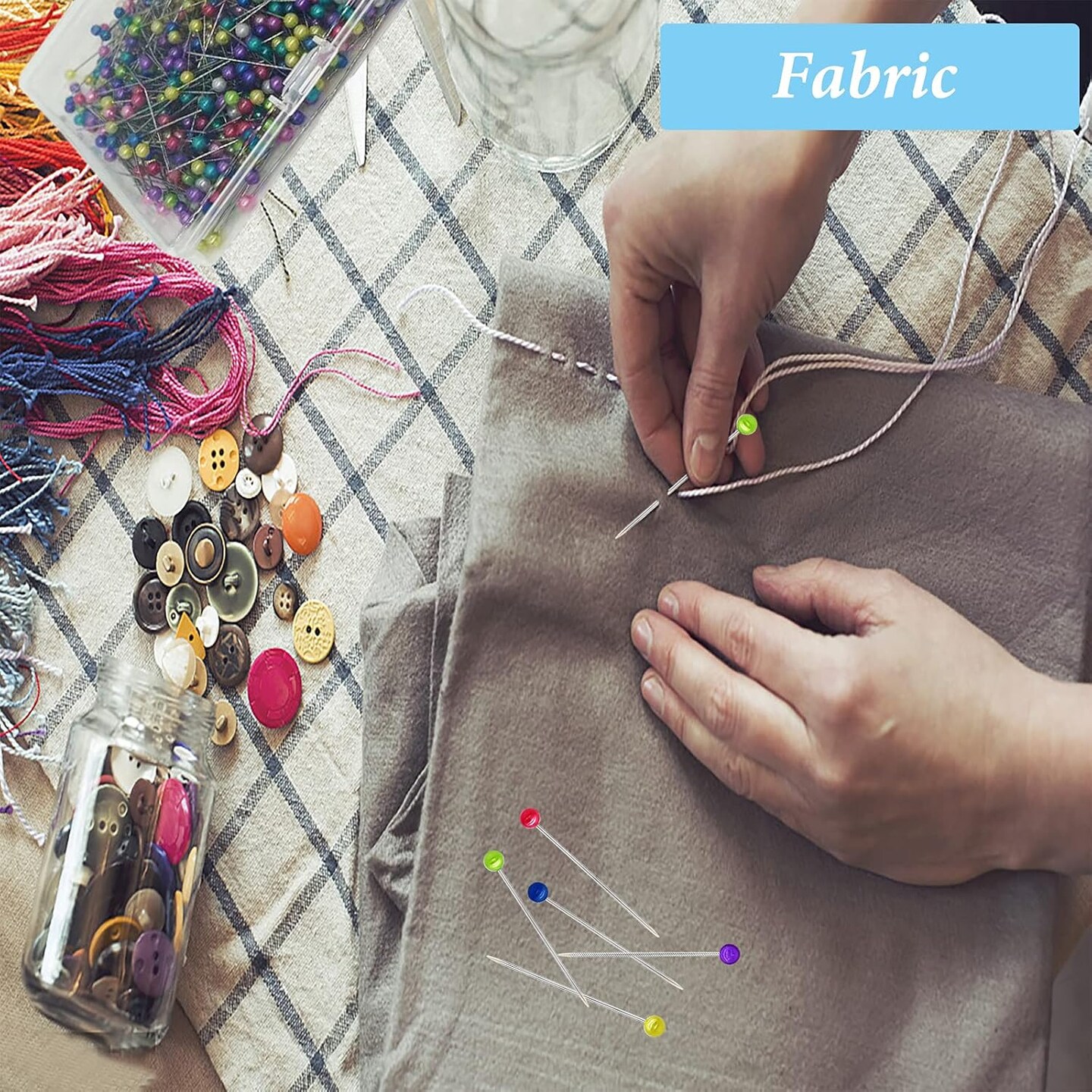 600PCS Sewing Pins Straight Pin for Fabric (600pcs Colorful Head Pins)