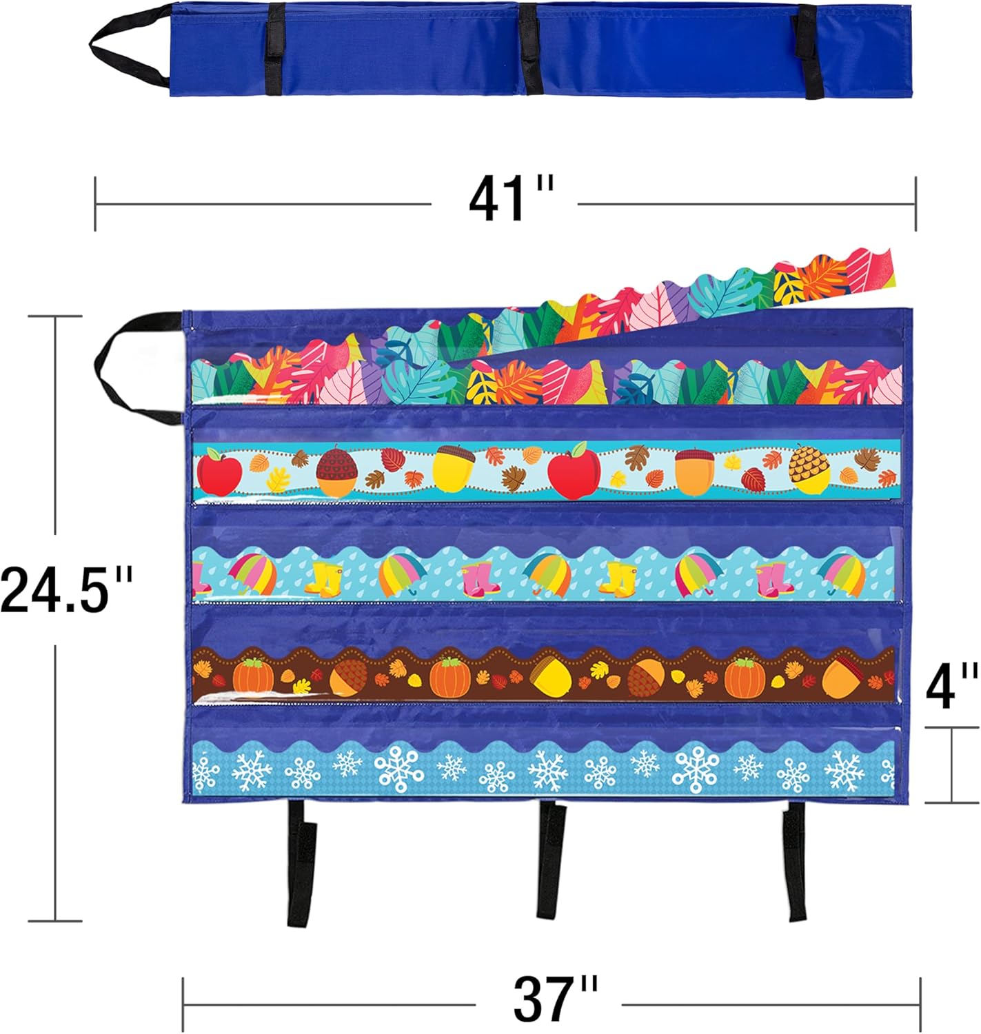 Bulletin Board Borders and Craft Storage Pocket Chart, 41" x 24.5" Classroom Decor Organizer