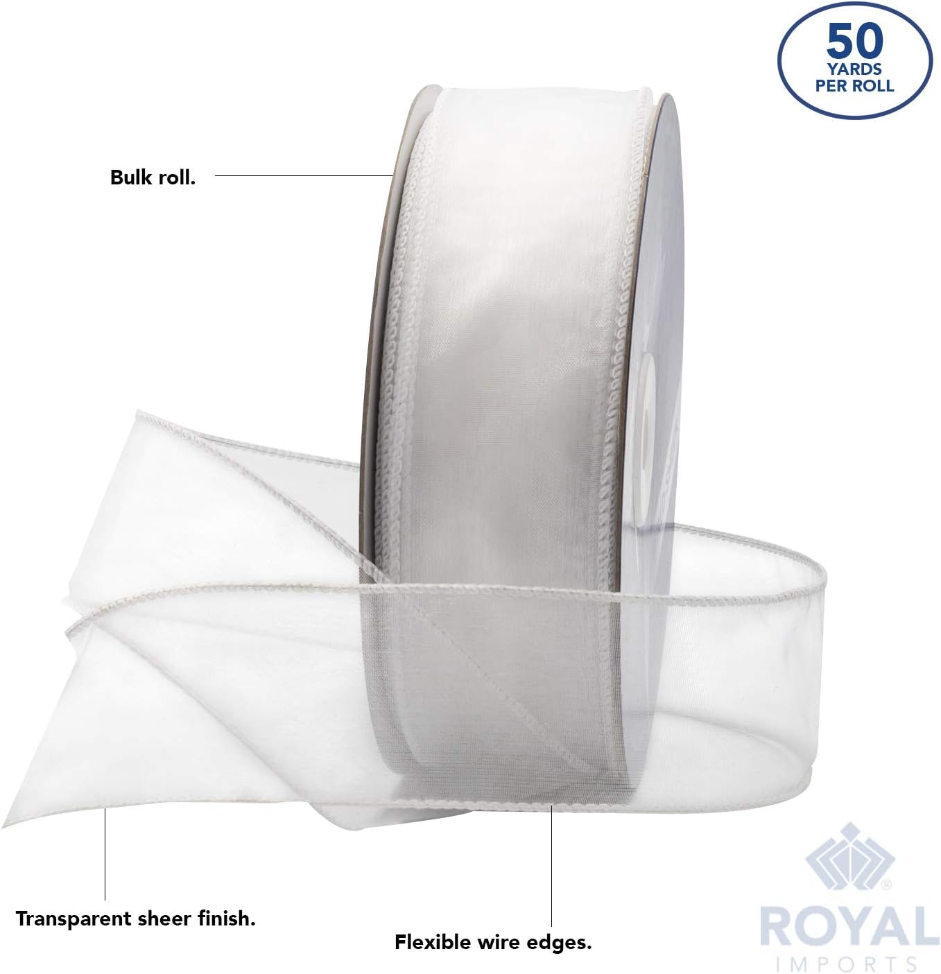 Gold Organza Wired Sheer Ribbon - 1-1/2 Inch (150 FT Spool)