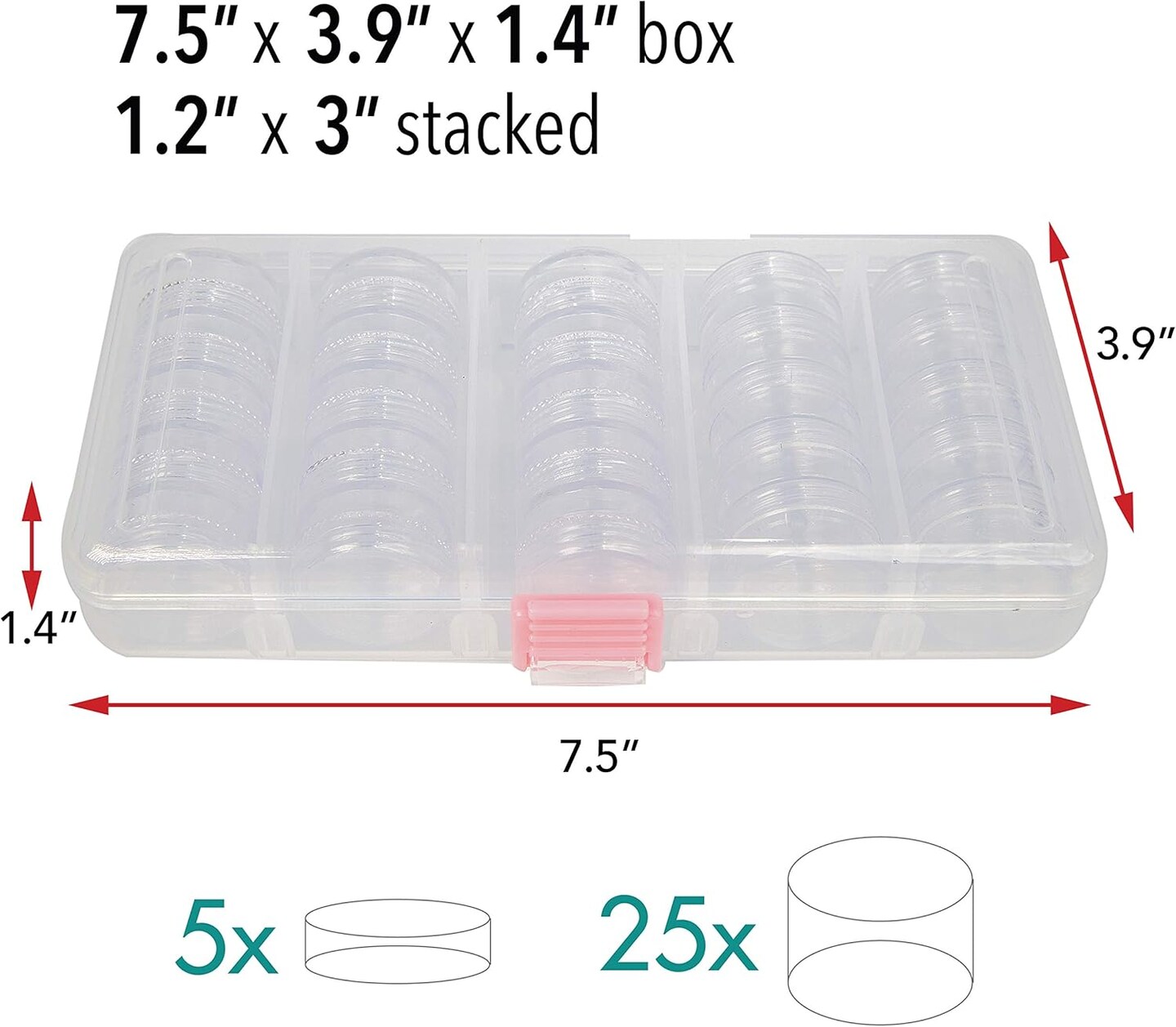 The Beadsmith Personality Case, Clear Plastic Bead Storage Case with 25 Removable and Stackable Jars, includes 5 screw top lids, Organizer Storage for Beads, Snap Lock Case for Jewelry and Crafts
