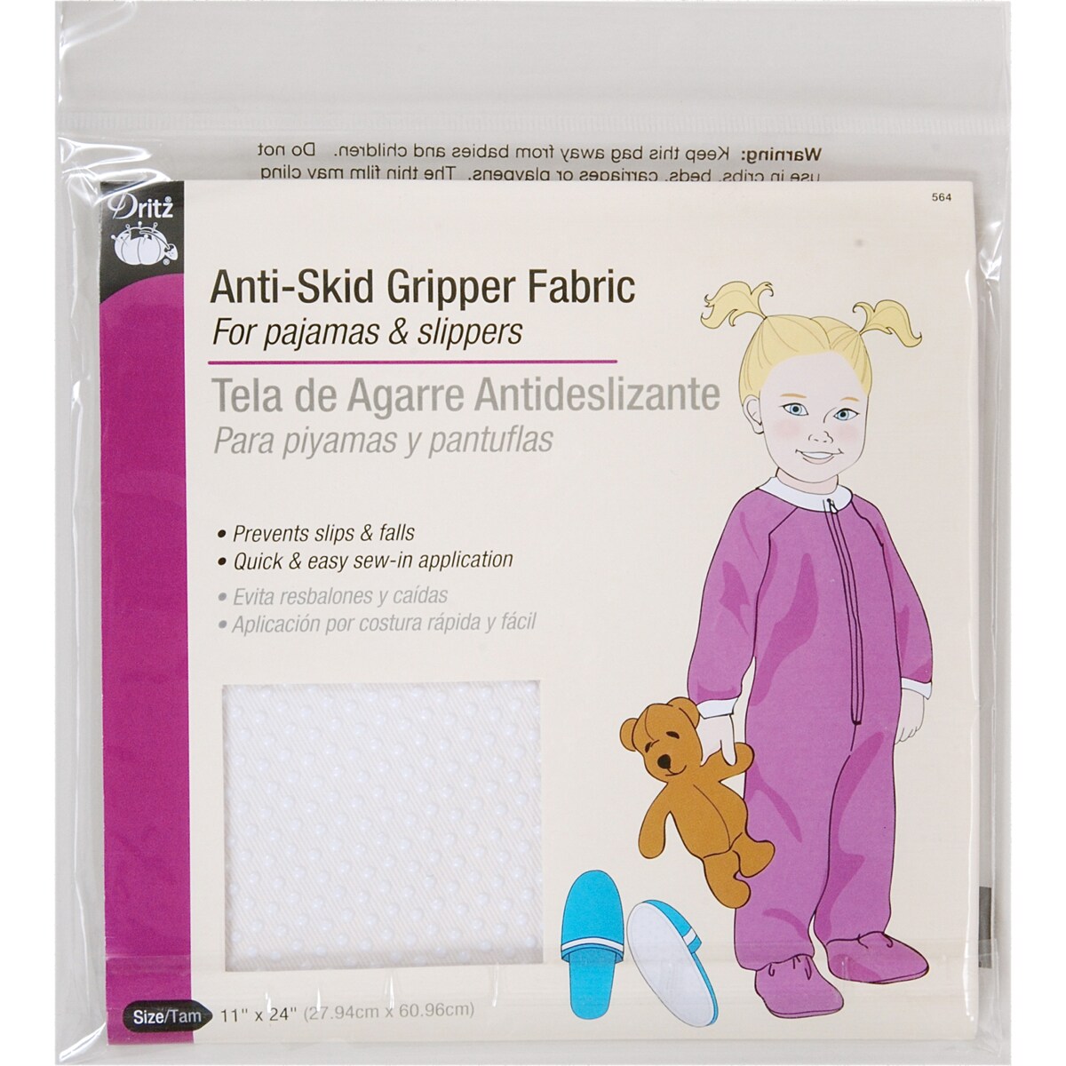 Dritz Anti-Skid Gripper Fabric 11&#x22;X24&#x22;-White