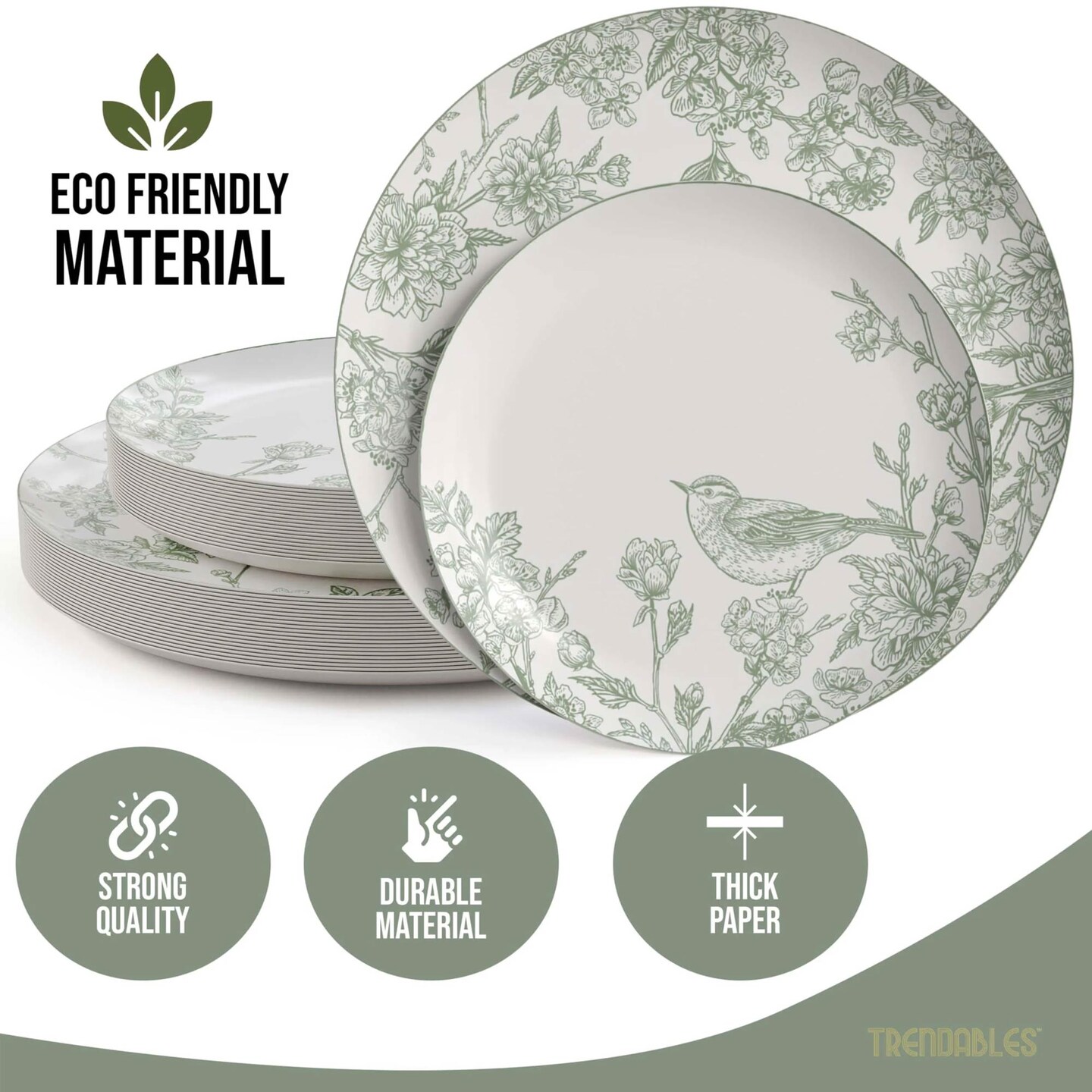 40 Count Yaffa Design Disposable Paper Plates for Party, Wedding, Dinner, Elegant