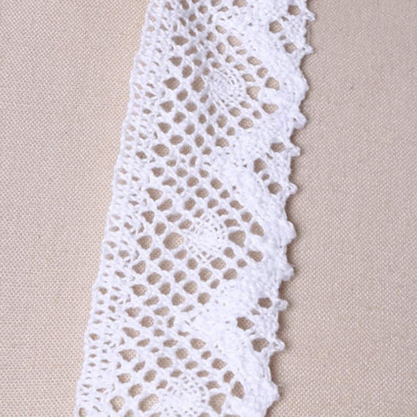 2 Yards White Crochet Cluny Cotton Lace Trim 1.5 Inch Wide for Bridal and Apparel Accents