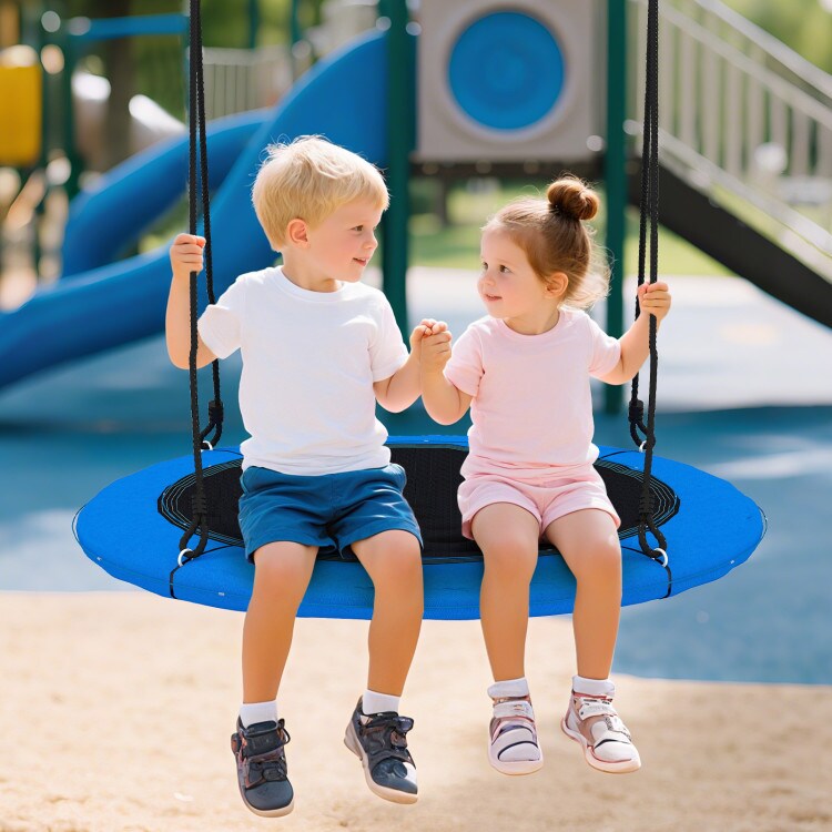 Light-Up Saucer Tree Swing for Kids 40" Round Outdoor Swing Seat with Foam-Padded Steel Frame