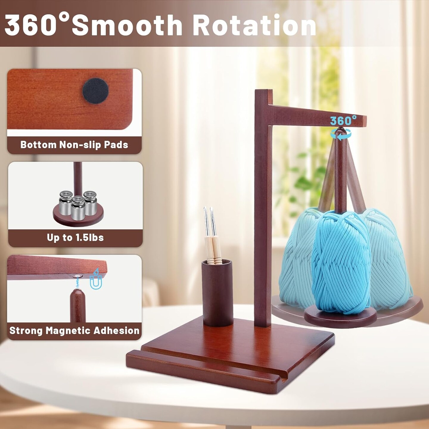 Wooden Yarn Holder for Crocheting