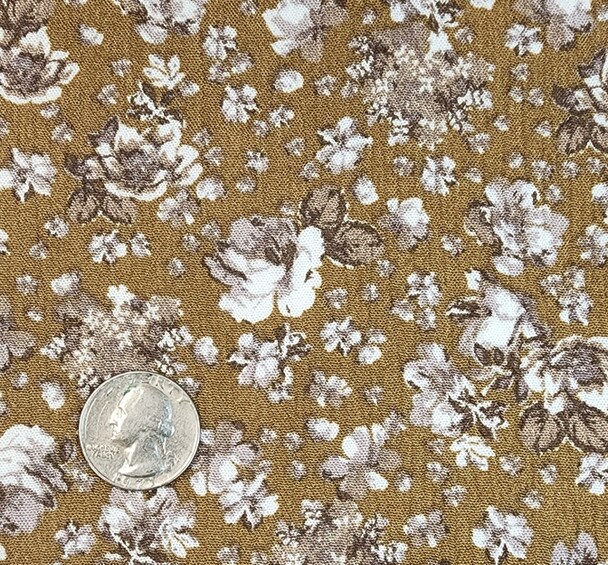 1 Yard Mustard Rayon Crinkle Crepon Fabric 50/52&#x22; Wide Lightweight 100% Rayon