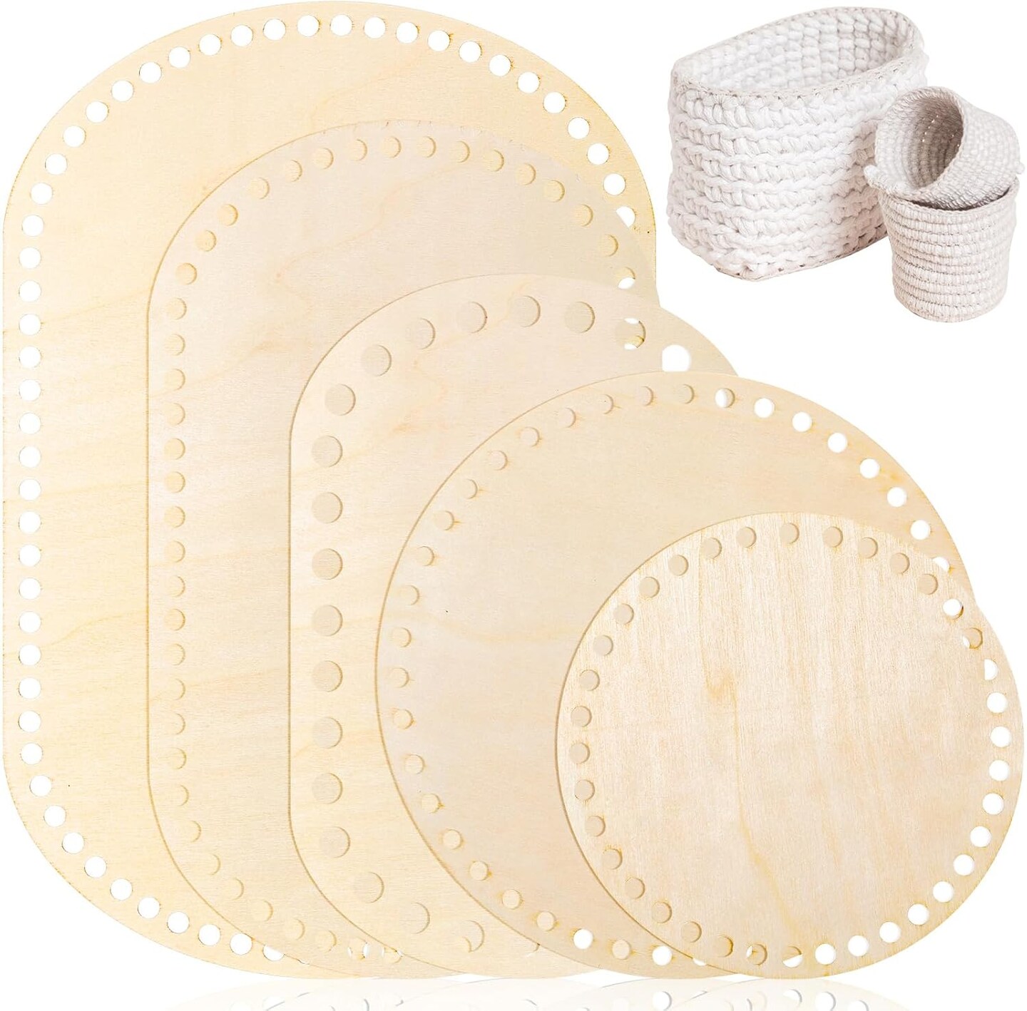 10 Pcs Wooden Basket Bottom for Crochet (Classic Size,Oval, Round)