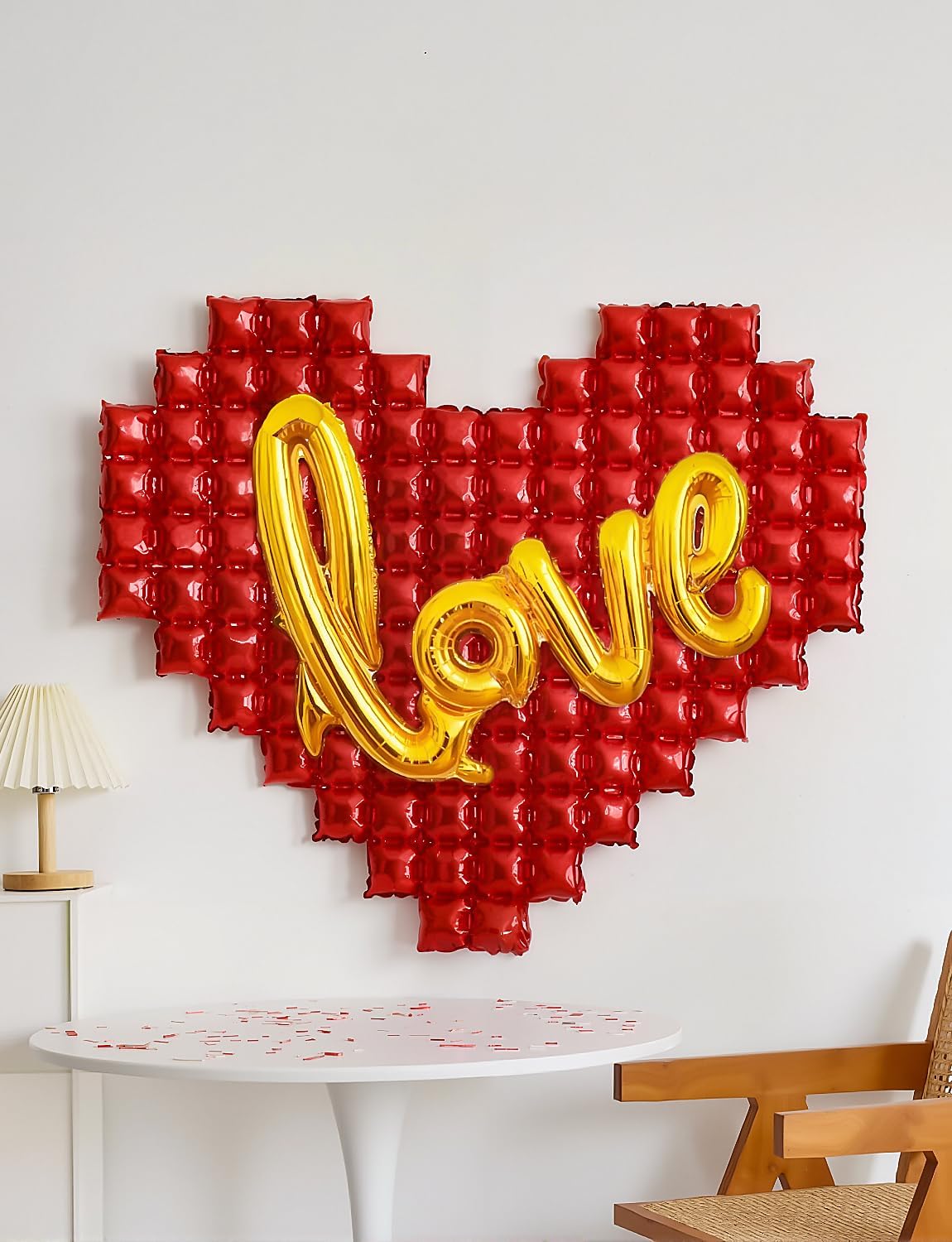 55 Inch -Heart Balloons and Love Balloons, Foil Balloon Set with Gold Love