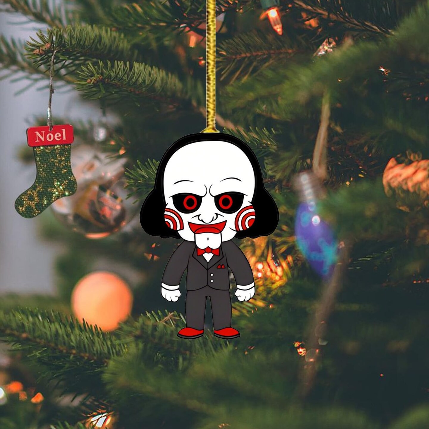 Q-Version Halloween Tree Decoration - 12 Pcs Acrylic Pendant, Large Scary Movie Characters, Funny Cartoon Ornament