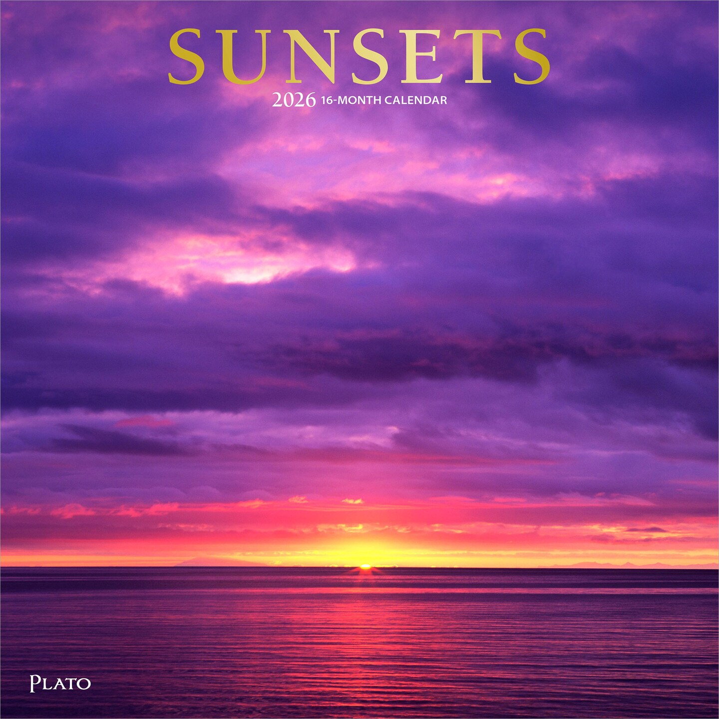 Sunsets | 2026 12 x 24 Inch (Hanging) Monthly Square Wall Calendar | Foil Stamped Cover