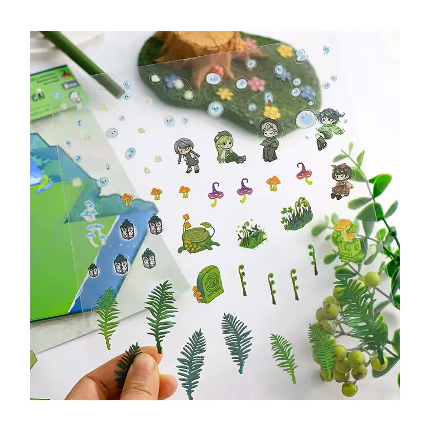 Mushroom Garden Landscape Sticker Set, DIY Isometric Pack, Adorabilities