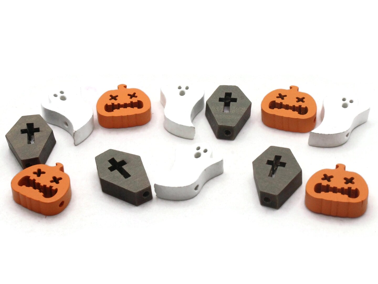 12 Mixed Spooky Halloween Beads to String Jack o lanterns, Ghosts and Graves